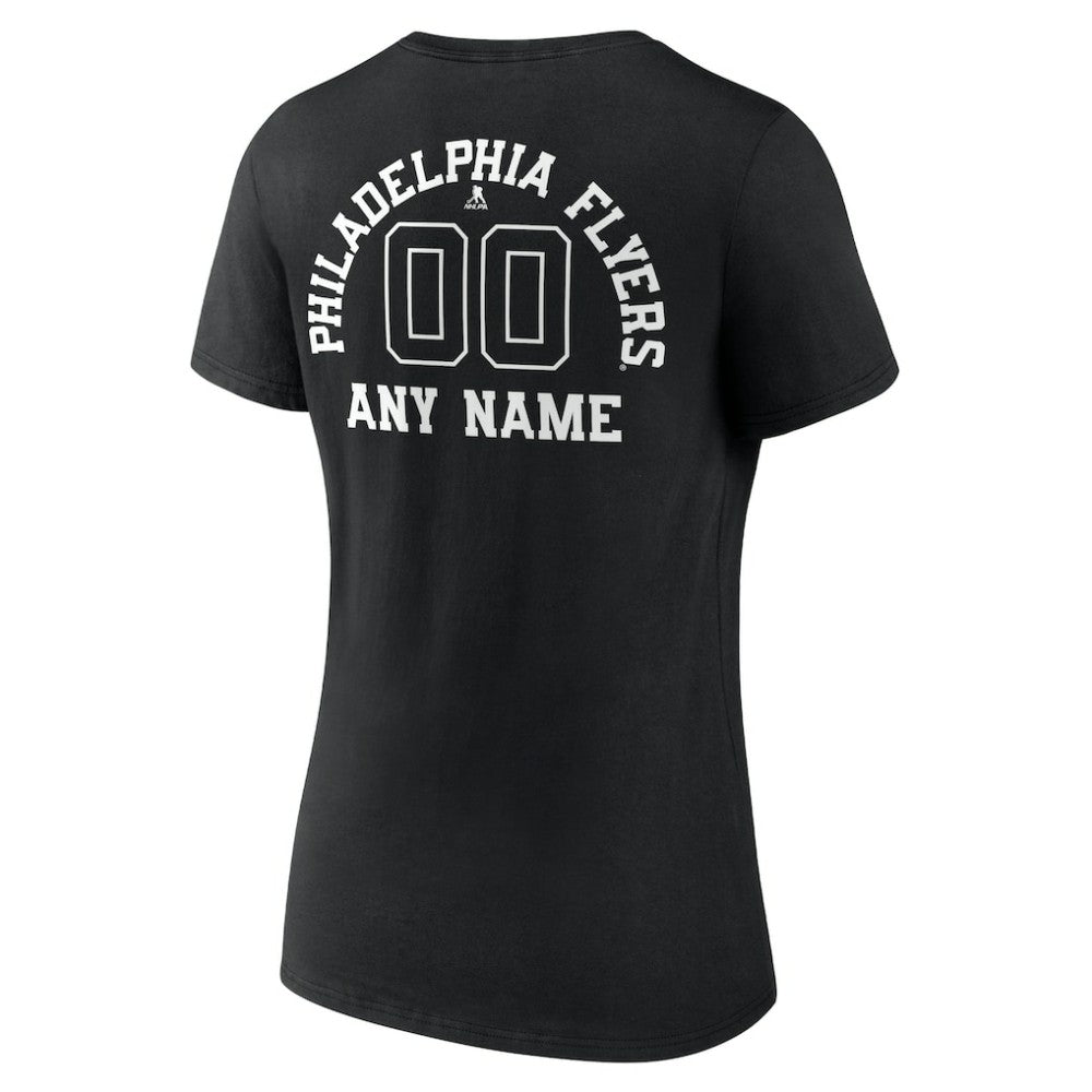 Philadelphia Flyers - Women's Personalized Name & Number Monochrome V-Neck T-Shirt Black