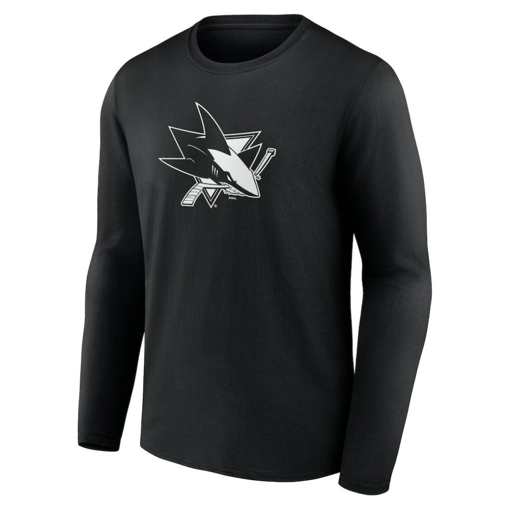 San Jose Sharks - Personalized Name & Number Monochrome Long Sleeve T-Shirt Black