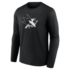 San Jose Sharks - Personalized Name & Number Monochrome Long Sleeve T-Shirt Black