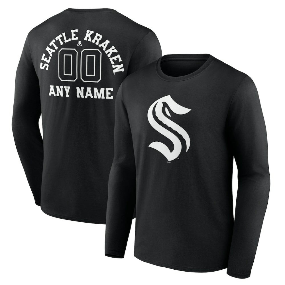 Seattle Kraken Personalized Name & Number Monochrome Long Sleeve T-Shirt Black