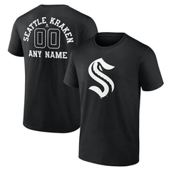 Seattle Kraken Personalized Name & Number Monochrome T-Shirt Black
