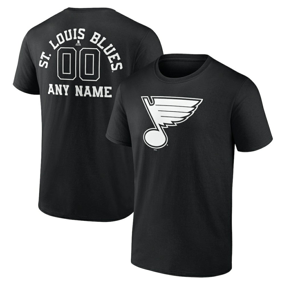 St. Louis Blues - Personalized Name & Number Monochrome T-Shirt Black