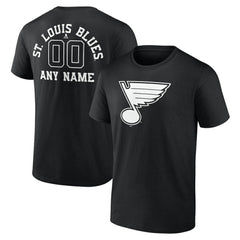 St. Louis Blues - Personalized Name & Number Monochrome T-Shirt Black