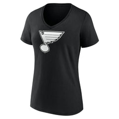 St. Louis Blues - Women's Personalized Name & Number Monochrome V-Neck T-Shirt Black