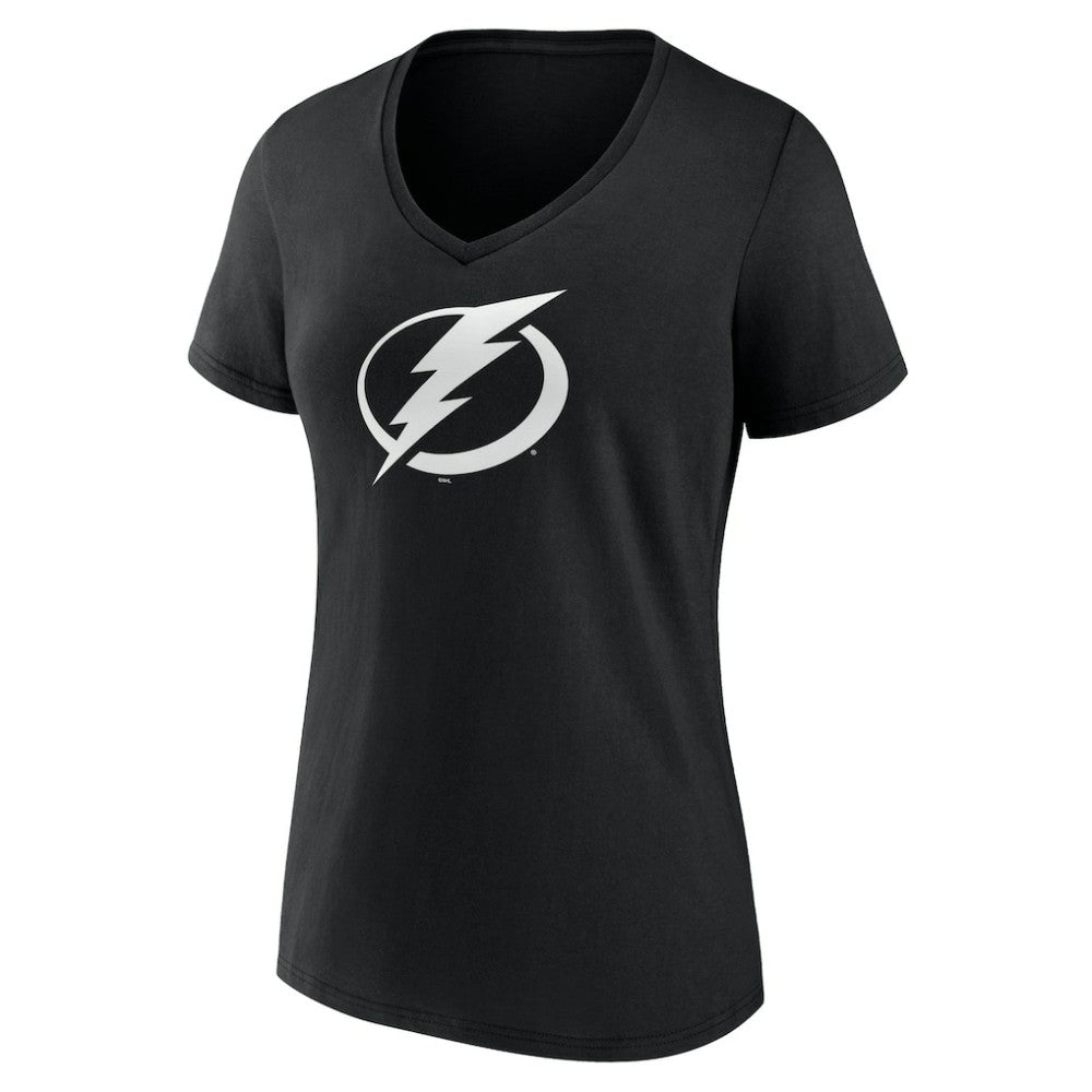 Tampa Bay Lightning - Women's Personalized Name & Number Monochrome V-Neck T-Shirt Black