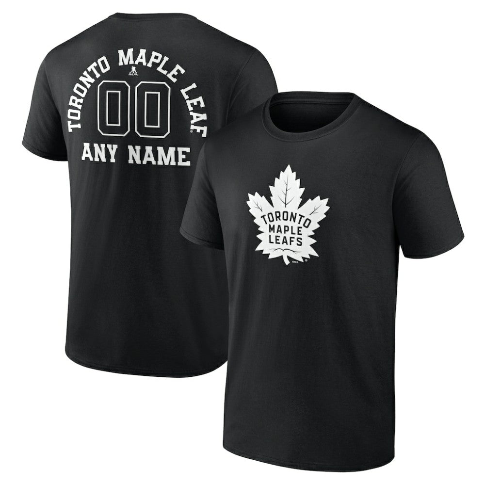 Toronto Maple Leafs - Personalized Name & Number Monochrome T-Shirt Black
