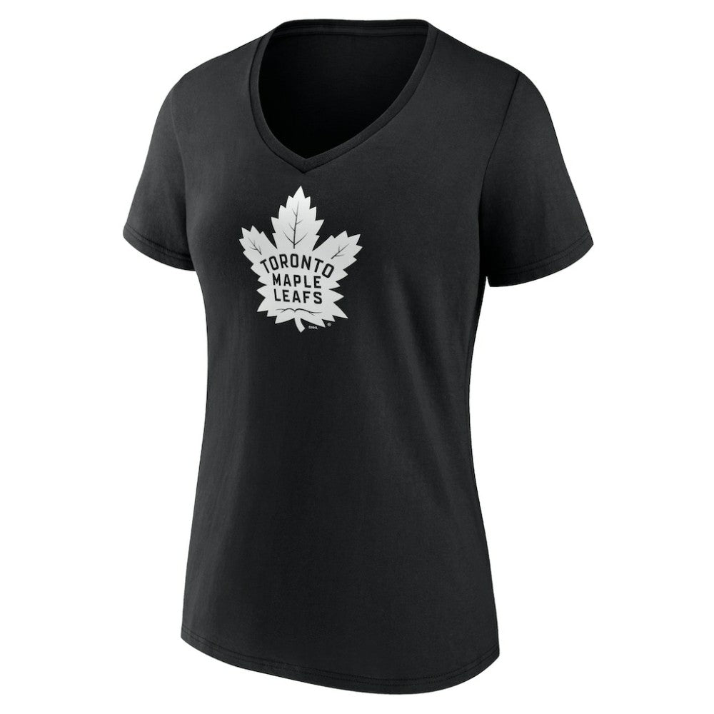 Toronto Maple Leafs - Women's Personalized Name & Number Monochrome V-Neck T-Shirt Black