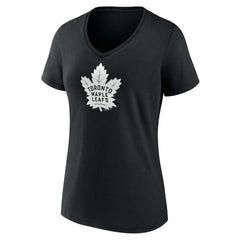 Toronto Maple Leafs - Women's Personalized Name & Number Monochrome V-Neck T-Shirt Black