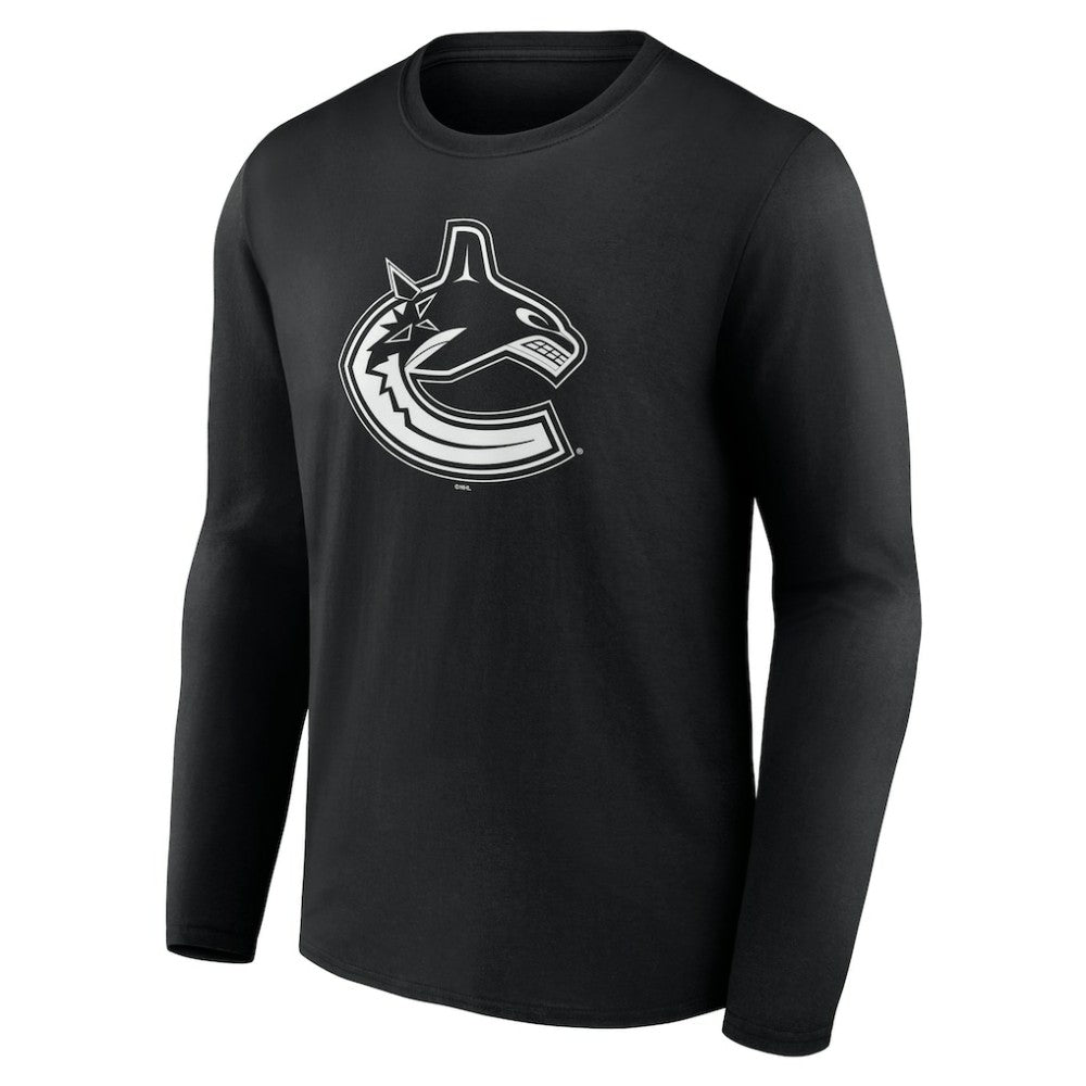Vancouver Canucks - Personalized Name & Number Monochrome Long Sleeve T-Shirt Black