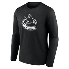 Vancouver Canucks - Personalized Name & Number Monochrome Long Sleeve T-Shirt Black