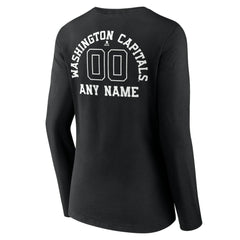 Washington Capitals Women's Personalized Name & Number Monochrome Long Sleeve V-Neck T-Shirt Black