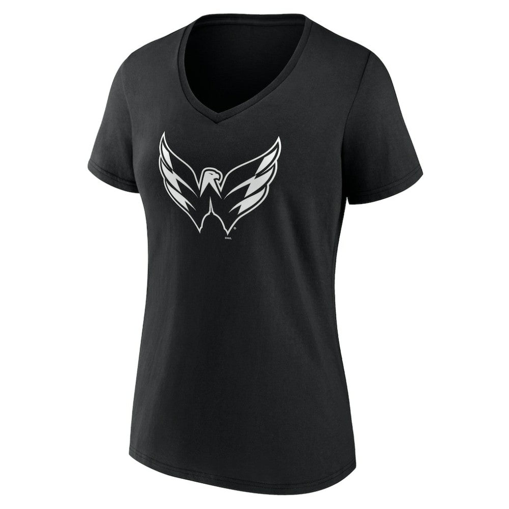 Washington Capitals Women's Personalized Name & Number Monochrome V-Neck T-Shirt Black