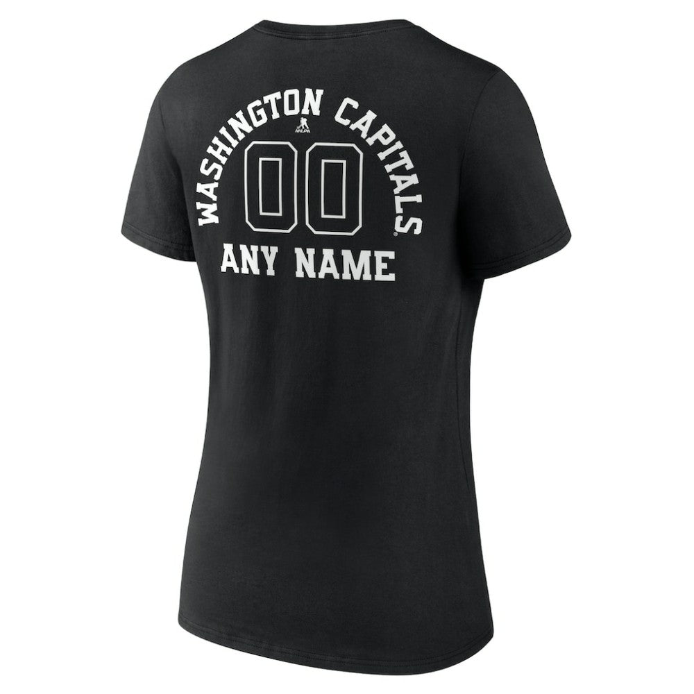 Washington Capitals Women's Personalized Name & Number Monochrome V-Neck T-Shirt Black