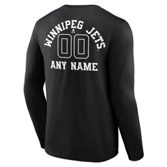 Winnipeg Jets - Personalized Name & Number Monochrome Long Sleeve T-Shirt Black