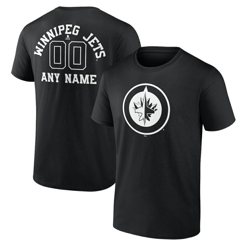 Winnipeg Jets - Personalized Name & Number Monochrome T-Shirt Black