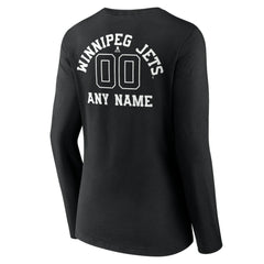 Winnipeg Jets - Women's Personalized Name & Number Monochrome Long Sleeve V-Neck T-Shirt Black