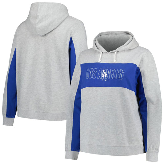 Los Angeles Dodgers Profile Women's Plus Size Pullover Jersey Hoodie - Heather Gray | MLB Jerseys