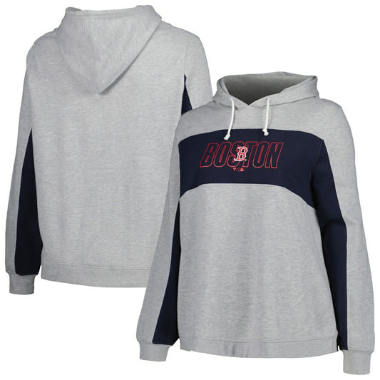 Boston Red Sox Profile Women's Plus Size Pullover Jersey Hoodie - Heather Gray | MLB Jerseys