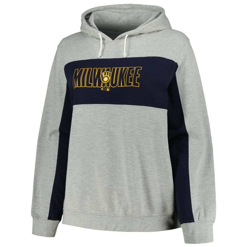 Milwaukee Brewers Profile Women's Plus Size Pullover Jersey Hoodie - Heather Gray | MLB Jerseys