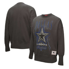 Dallas Cowboys Women's Distressed Logo 4.0 Pullover Sweatshirt Charcoal - Mitchell & Ness