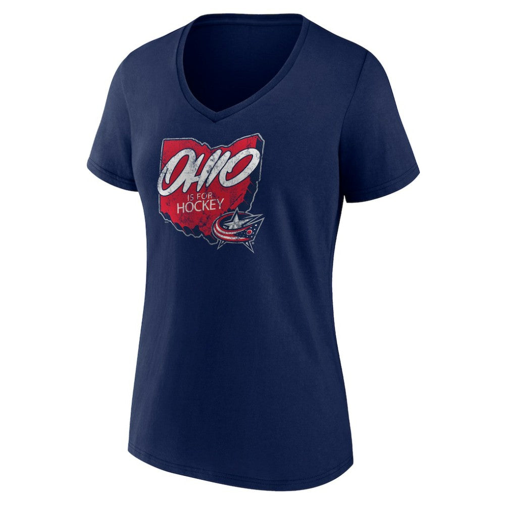 Columbus Blue Jackets - Women's Native V-Neck T-Shirt Navy
