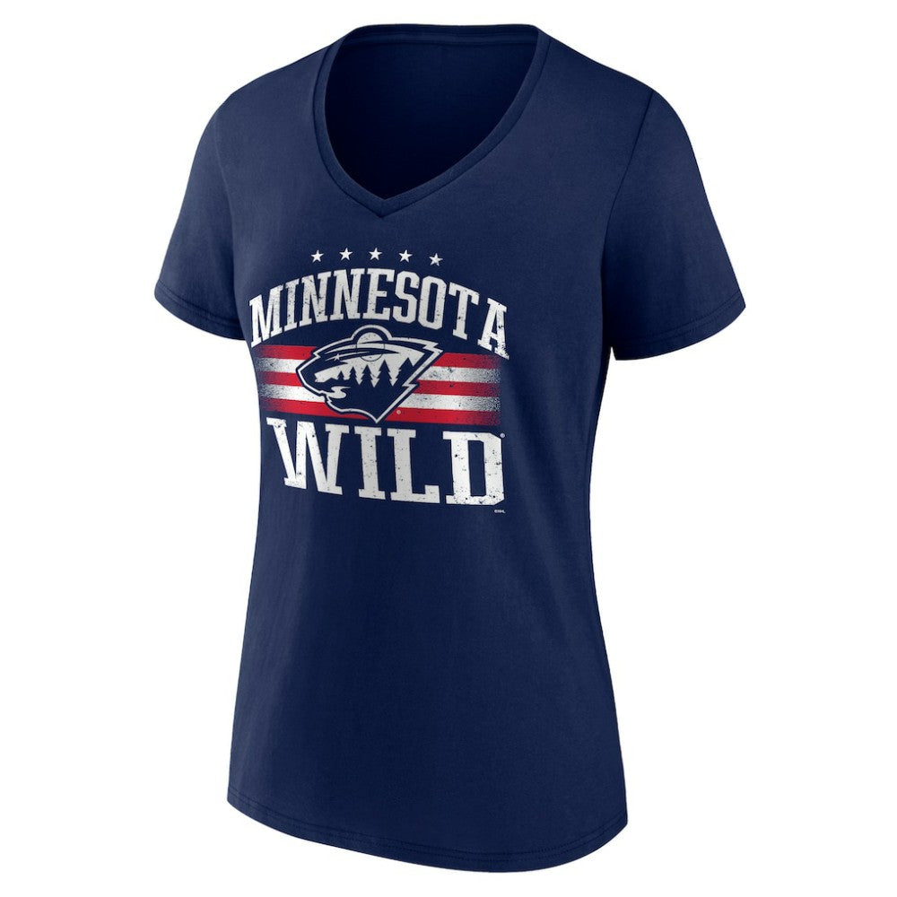 Minnesota Wild - Women's Americana Team V-Neck T-Shirt Navy