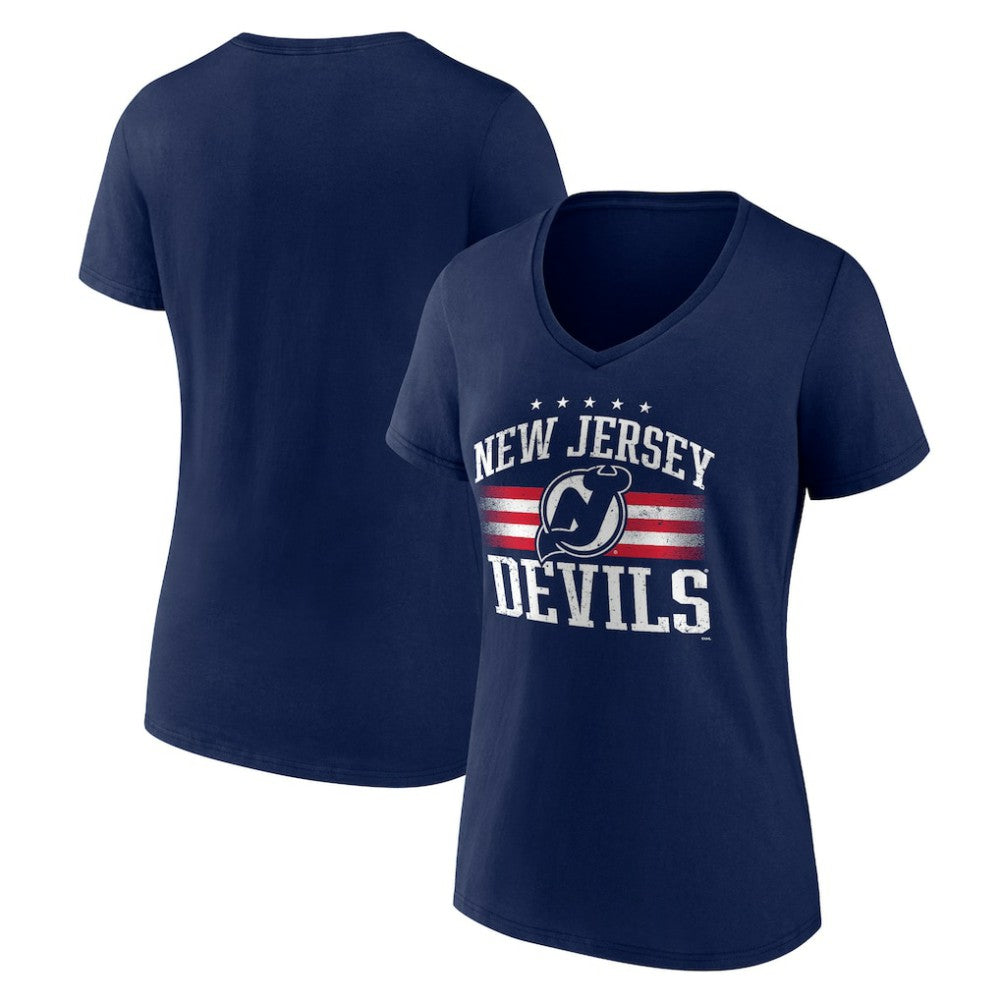 New Jersey Devils - Women's Americana Team V-Neck T-Shirt Navy