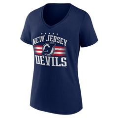 New Jersey Devils - Women's Americana Team V-Neck T-Shirt Navy