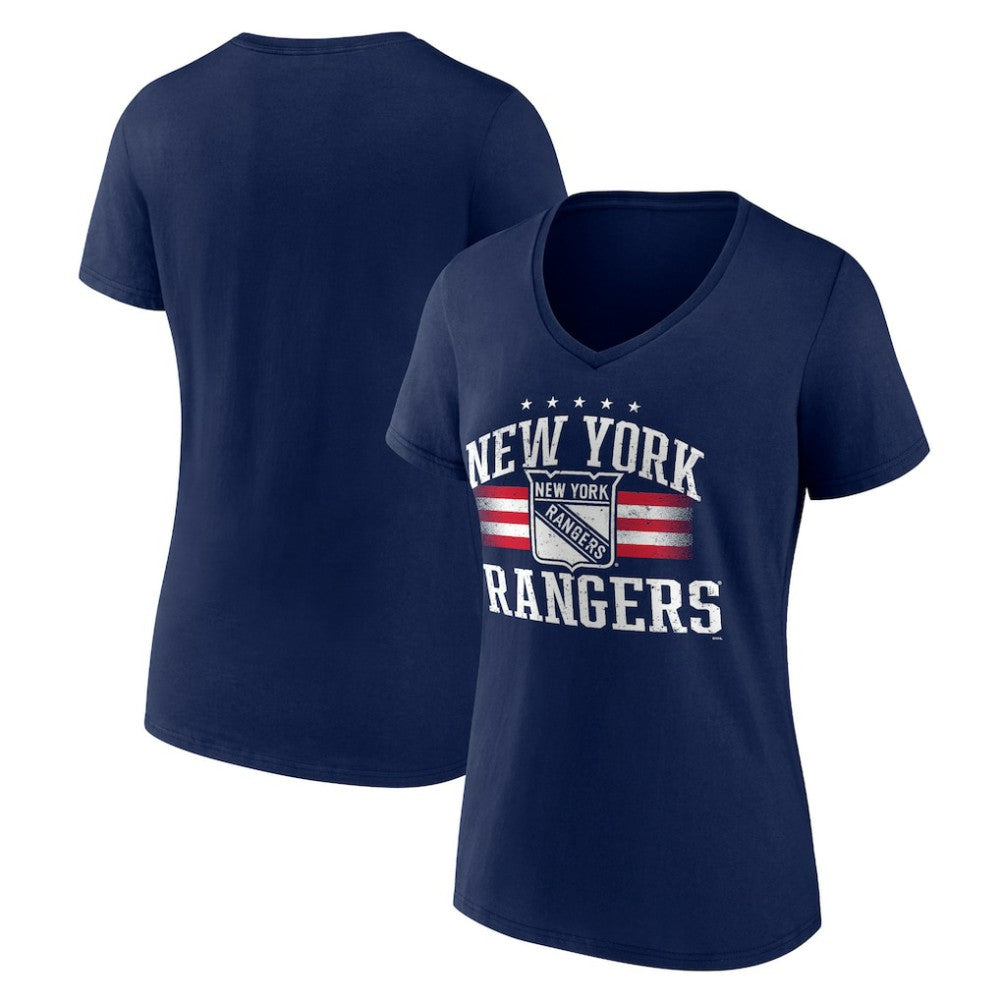 New York Rangers Women's Americana Team V-Neck T-Shirt Navy