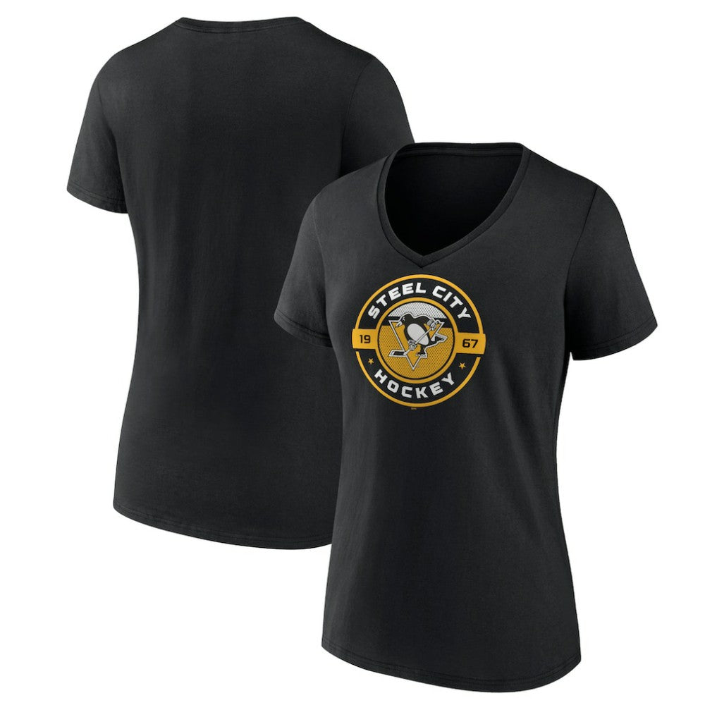 Pittsburgh Penguins Women's Native V-Neck T-Shirt Black