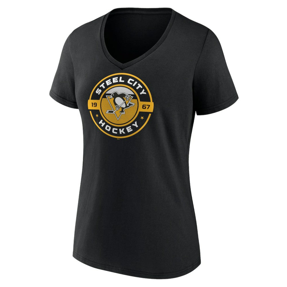 Pittsburgh Penguins Women's Native V-Neck T-Shirt Black