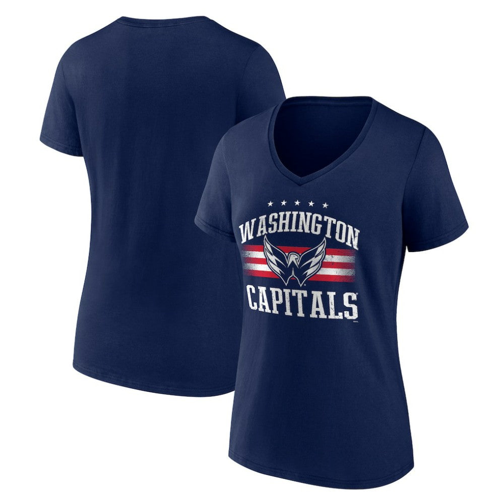 Washington Capitals Women's Americana Team V-Neck T-Shirt Navy