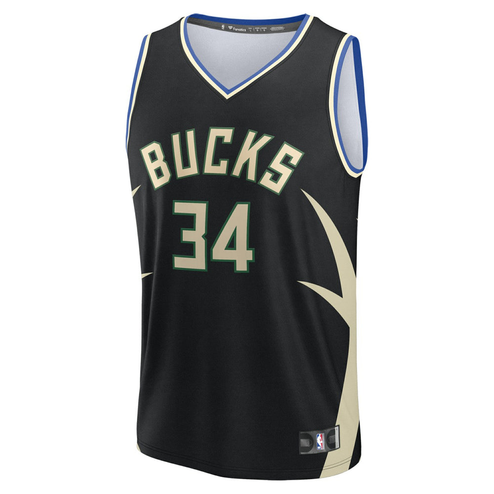 Fanatics - Giannis Antetokounmpo Milwaukee Bucks Fast Break Replica Player Jersey - Statement Edition - Black