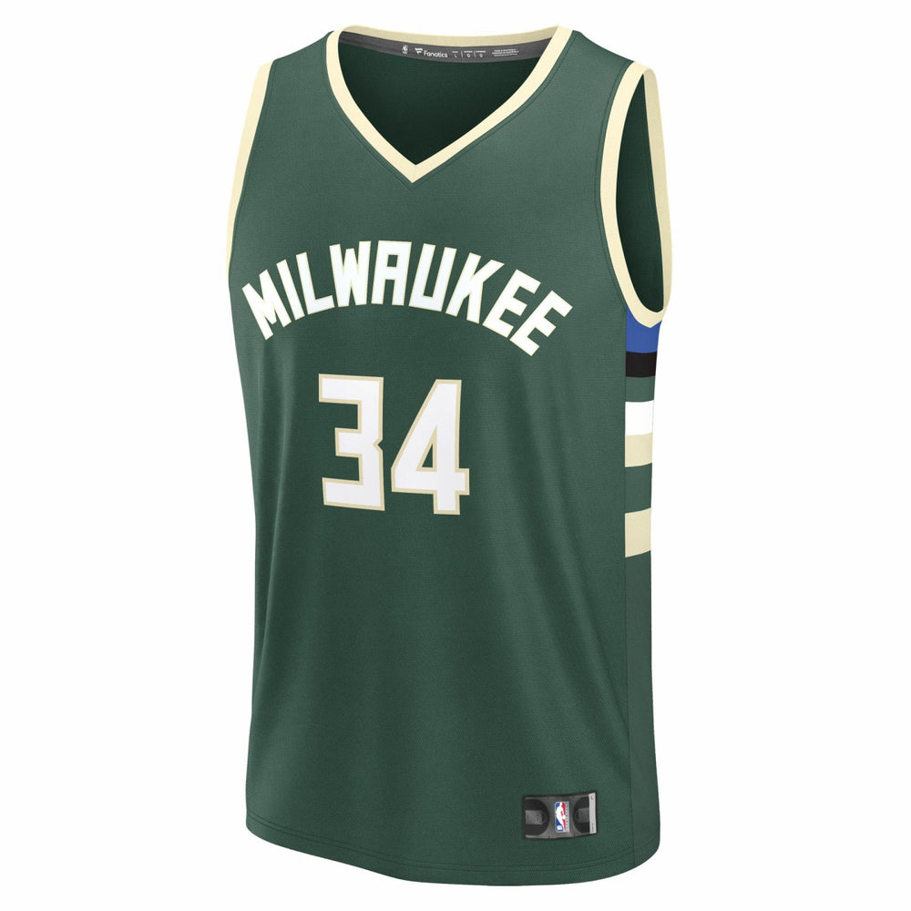 Fanatics - Giannis Antetokounmpo Milwaukee Bucks Youth Fast Break Replica Player Jersey - Icon Edition - Hunter Green