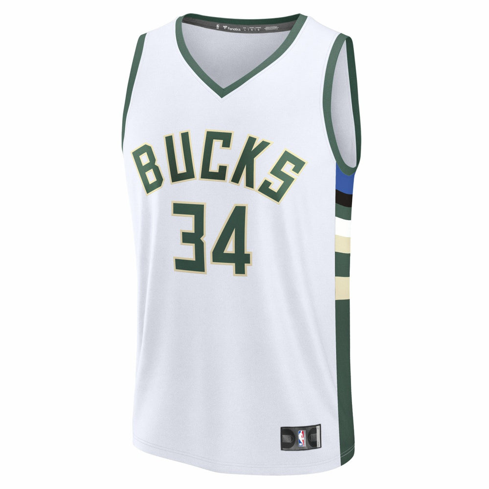 Fanatics - Giannis Antetokounmpo Milwaukee Bucks Youth Fast Break Replica Player Jersey - Association Edition - White