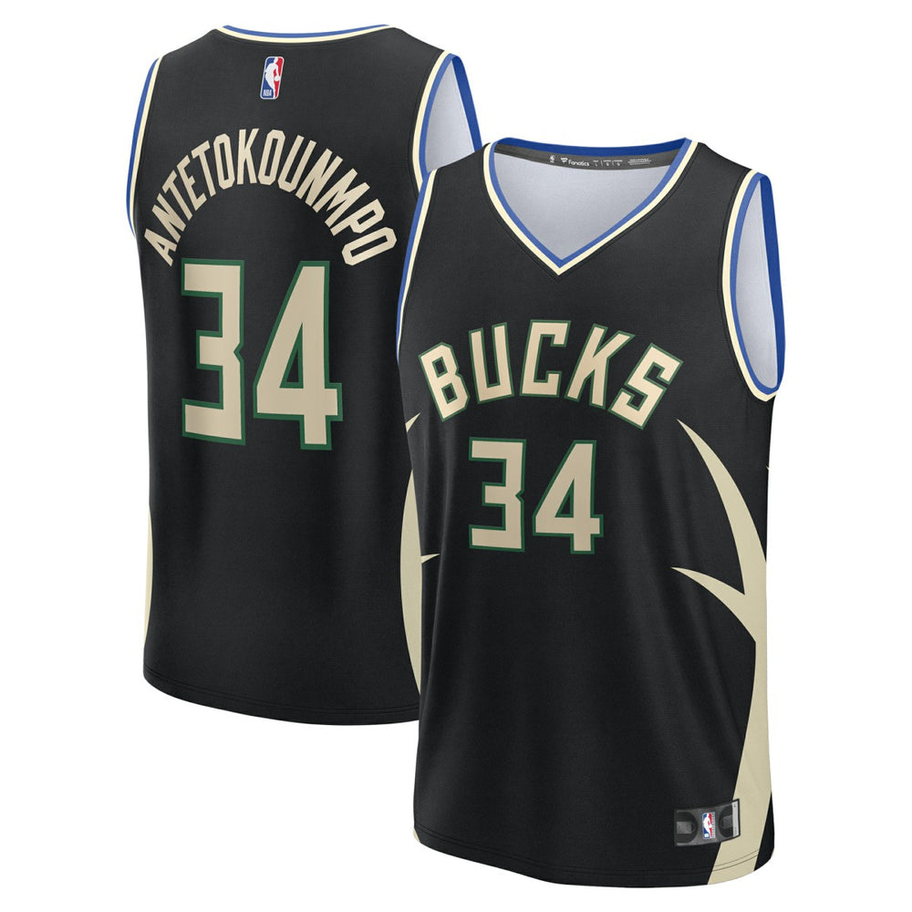 Fanatics - Giannis Antetokounmpo Milwaukee Bucks Youth Fast Break Replica Player Jersey - Statement Edition - Black