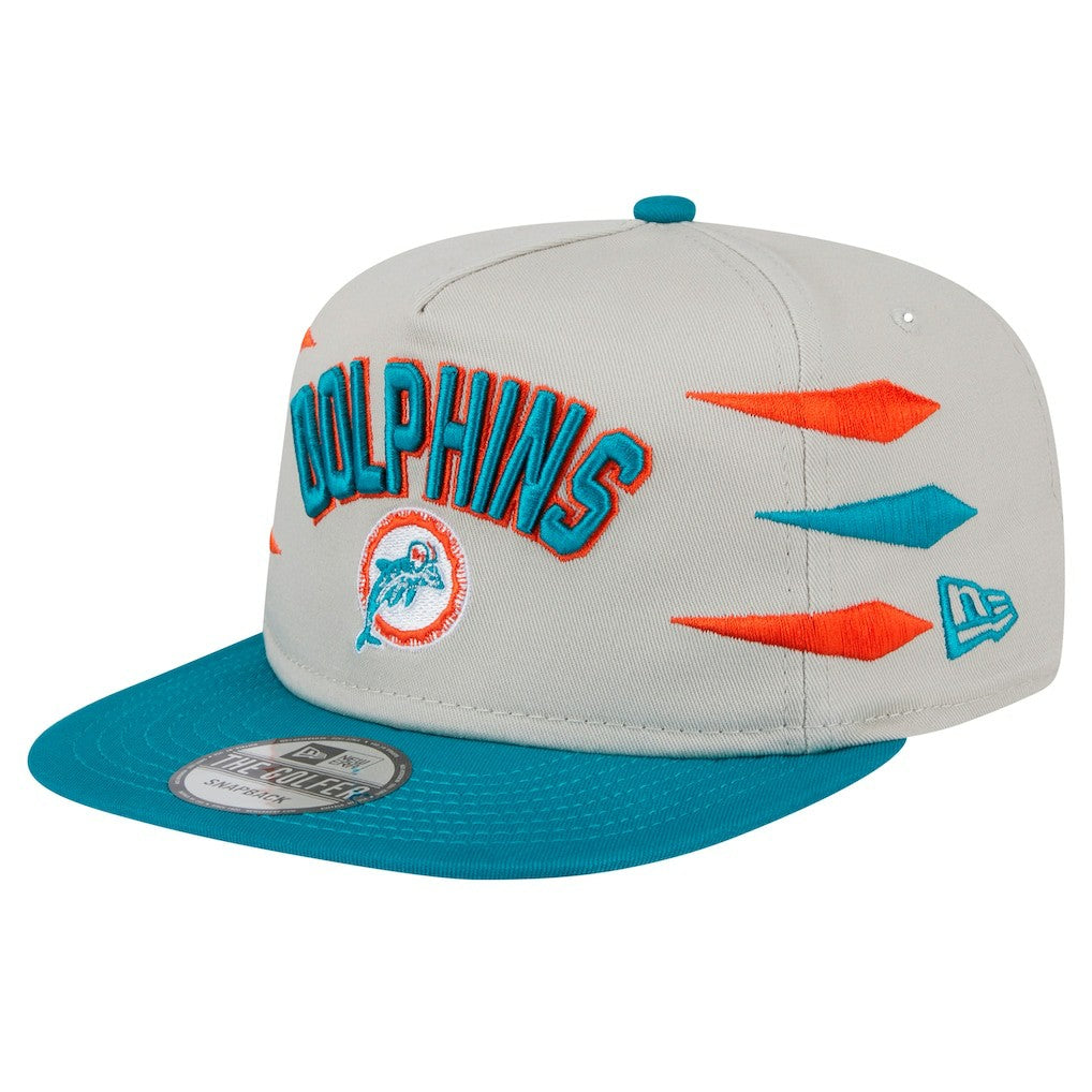 Miami Dolphins New Era Athletic Golfer Snapback Hat Stone/Aqua - NFL