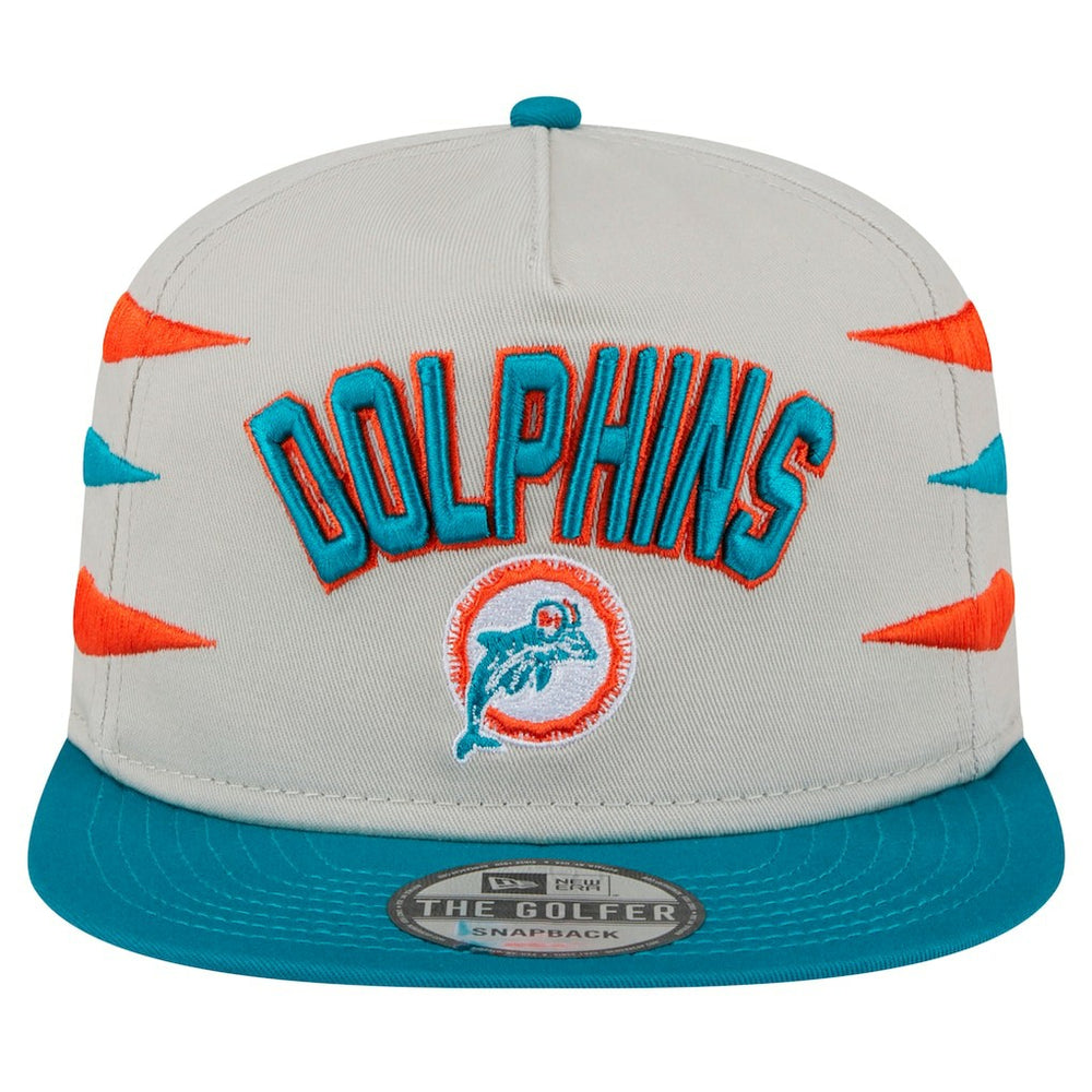 Miami Dolphins New Era Athletic Golfer Snapback Hat Stone/Aqua - NFL