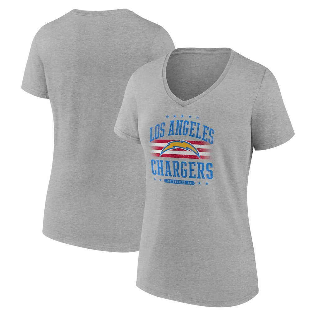 Los Angeles Chargers Women's Americana Team V-Neck T-Shirt Gray - NFL
