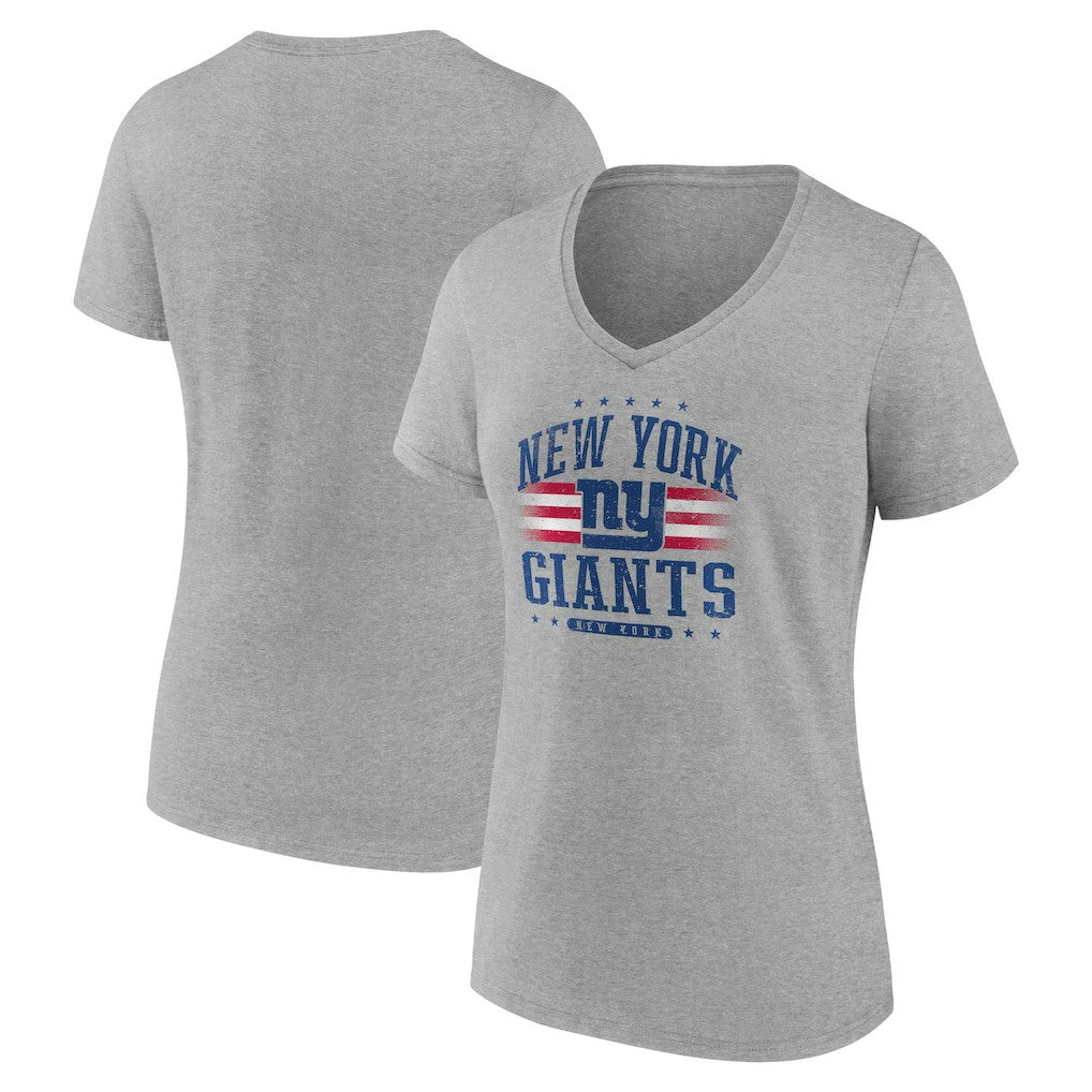 New York Giants Women's Americana Team V-Neck T-Shirt Gray - NFL