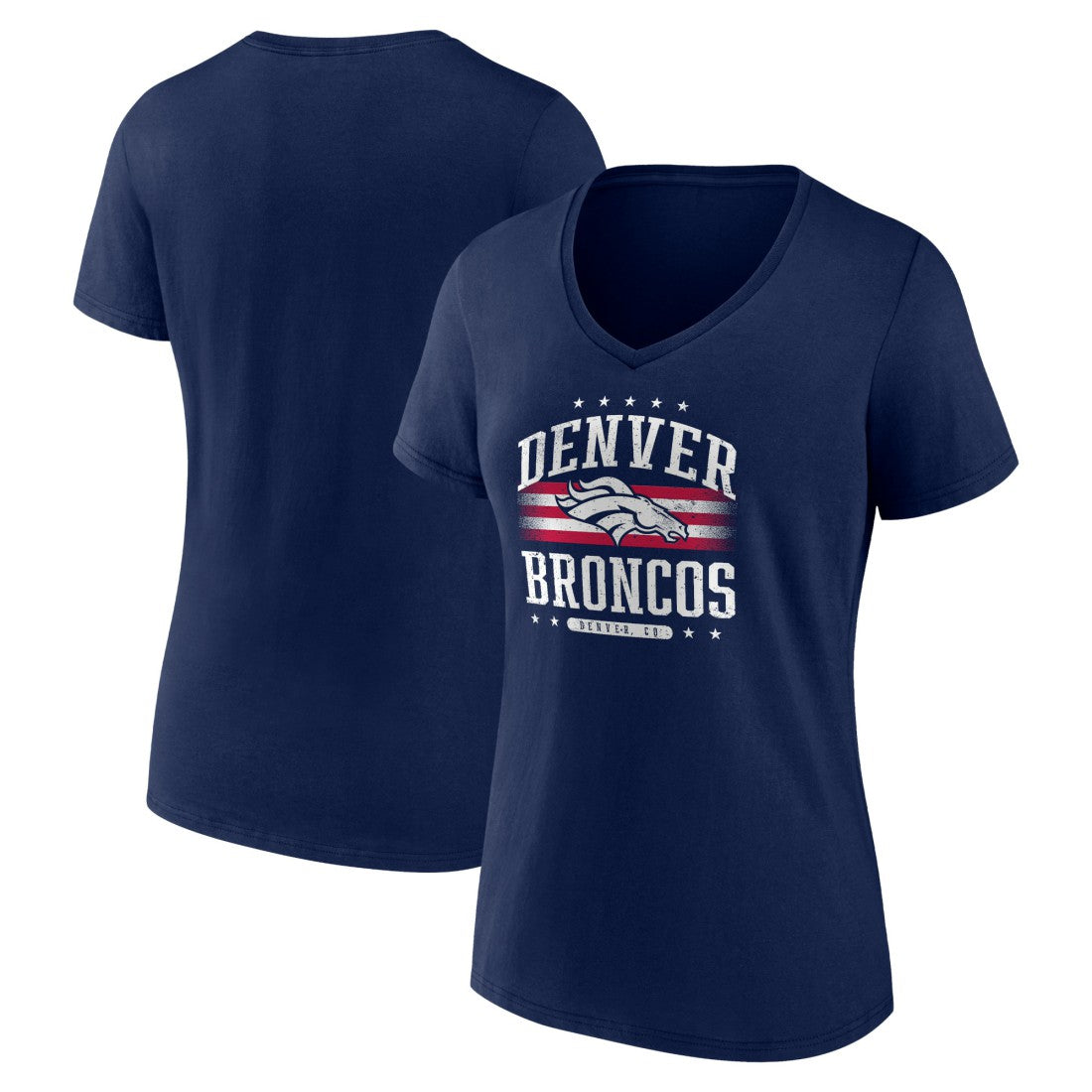 Denver Broncos Women's Americana Team V-Neck T-Shirt Navy - NFL