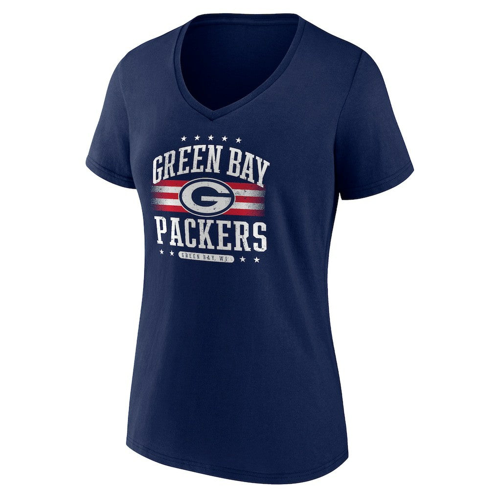 Green Bay Packers Women's Americana Team V-Neck T-Shirt Navy - NFL