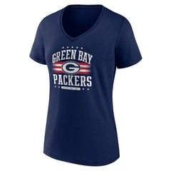 Green Bay Packers Women's Americana Team V-Neck T-Shirt Navy - NFL