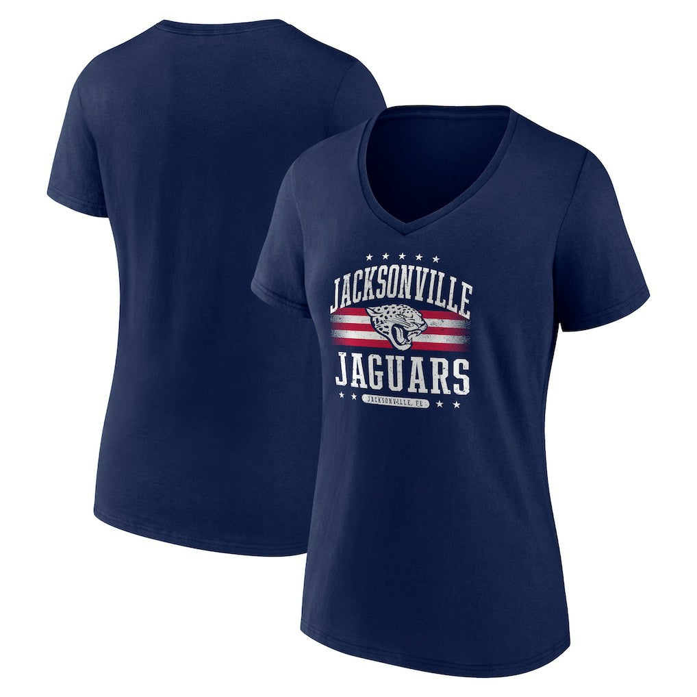 Jacksonville Jaguars Women's Americana Team V-Neck T-Shirt Navy - NFL