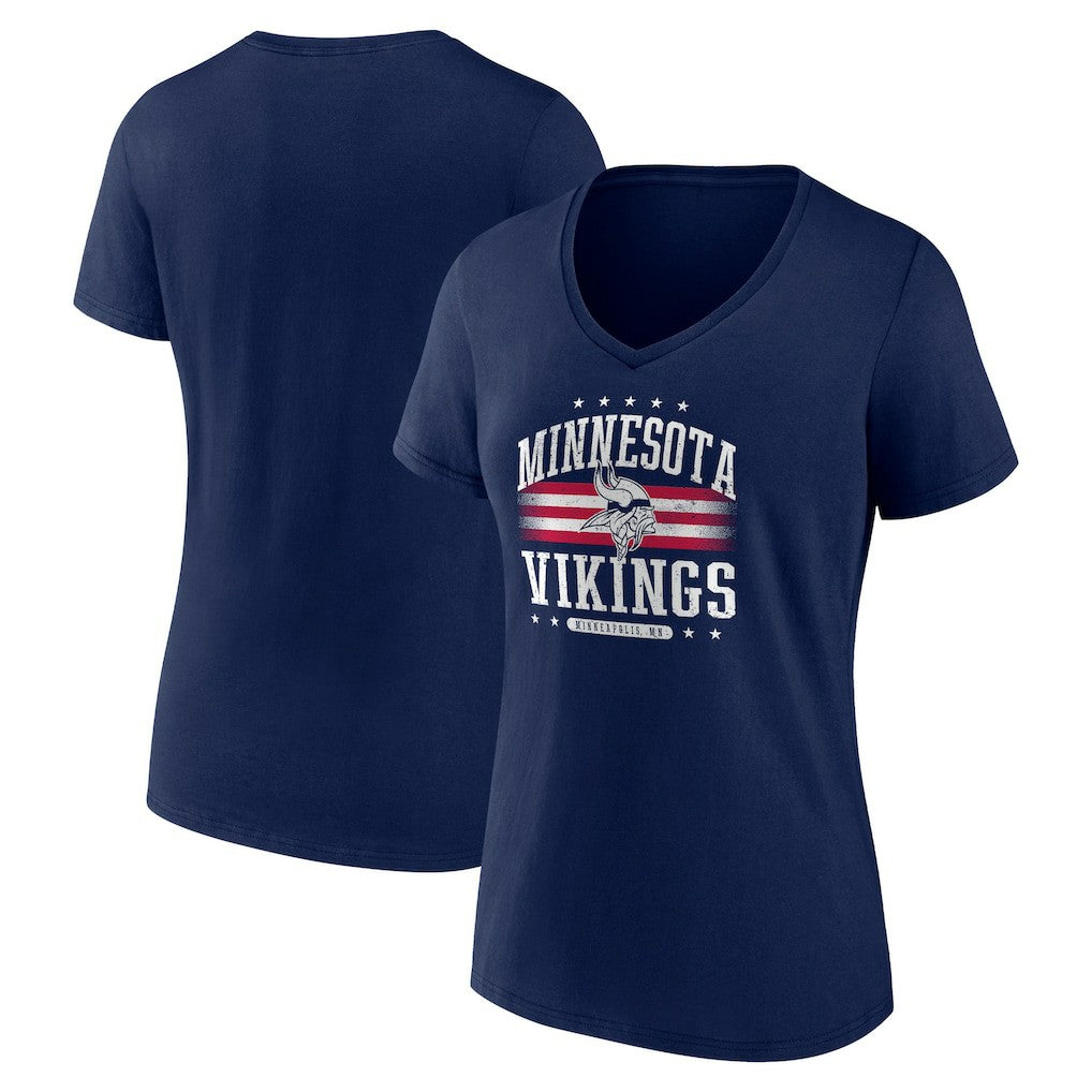 Minnesota Vikings Women's Americana Team V-Neck T-Shirt Navy - NFL