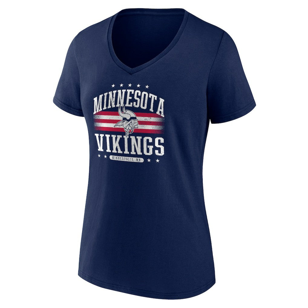 Minnesota Vikings Women's Americana Team V-Neck T-Shirt Navy - NFL