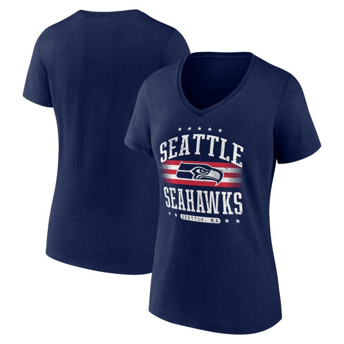 Seattle Seahawks Women's Americana Team V-Neck T-Shirt College Navy - NFL