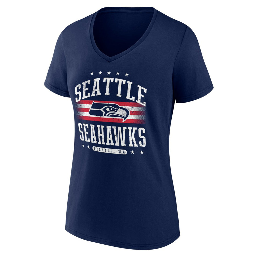 Seattle Seahawks Women's Americana Team V-Neck T-Shirt College Navy - NFL