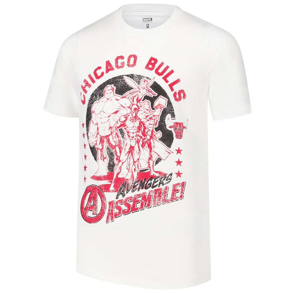 NBA - Chicago Bulls Youth NBA x Marvel Avengers Squad T-Shirt - White