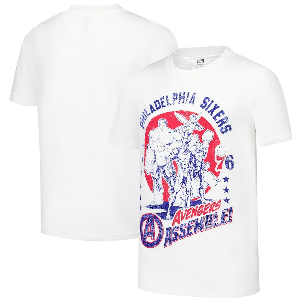 NBA - Philadelphia 76ers Youth NBA x Marvel Avengers Squad T-Shirt - White